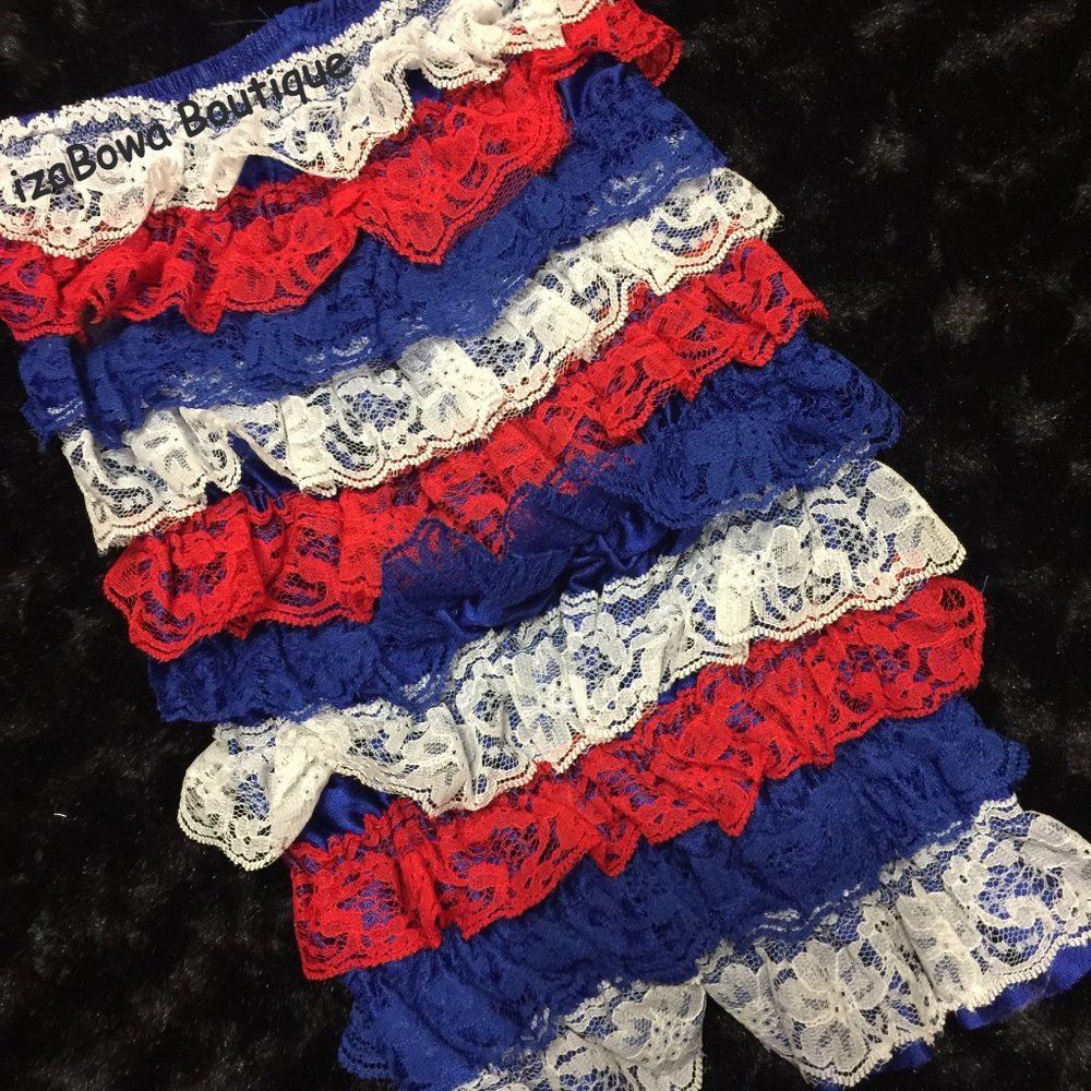 Red, White & Blue Strapless Lace Romper  R932M  NWT Boutique
